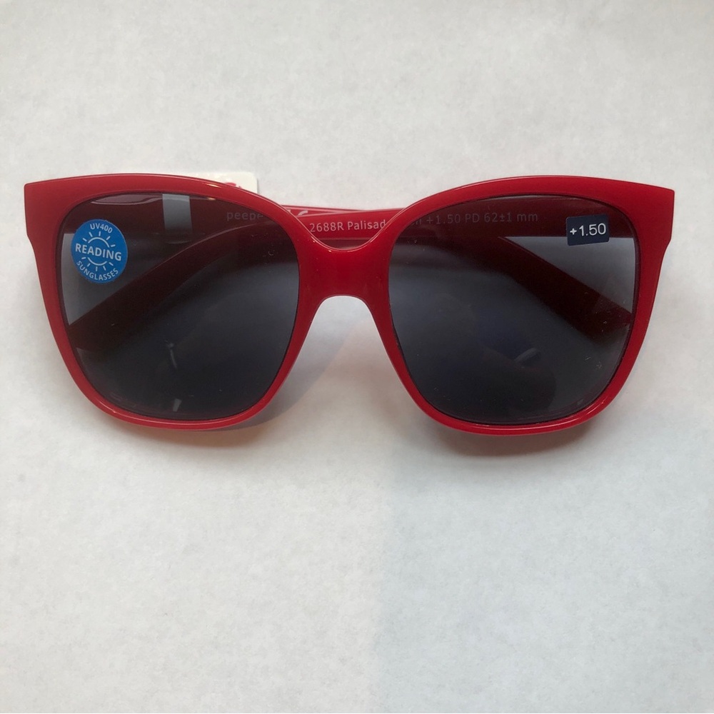Red Square Frame Sunglasses with‎ Dark Lenses